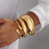 Chunky Gold Bangle Bracelets for Women, 14k Gold Plated Trendy Cuff Stackable Bangles Set, Fashion Dainty Bracelet Stack Jewelry Gifts