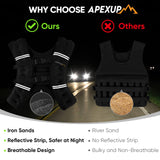 APEXUP Weighted Vest with 5lbs/10lbs/15lbs/20lbs/25lbs/30lbs Weights and Reflective Stripe, Weight Vest Men Women for Workout, Strength Training, Running (Black, 15lbs)
