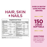 Nature's Bounty Advanced Hair, Skin & Nails, Argan-Infused Vitamin Supplement with Biotin and Hyaluronic Acid, 150 Rapid Release Softgels (Pack of 2)