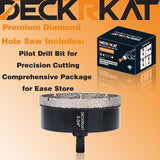 DECKRKAT 3-3/4"Diamond Hole-Saw Bits with Pilot Drill Bit - 3-3/4"Diamond Tipped Tile Hole Saws with Guiding Bit Accurate Drilling for Porcelain Tile Ceramic Pottery Granite Stone Glass Bottles 95mm
