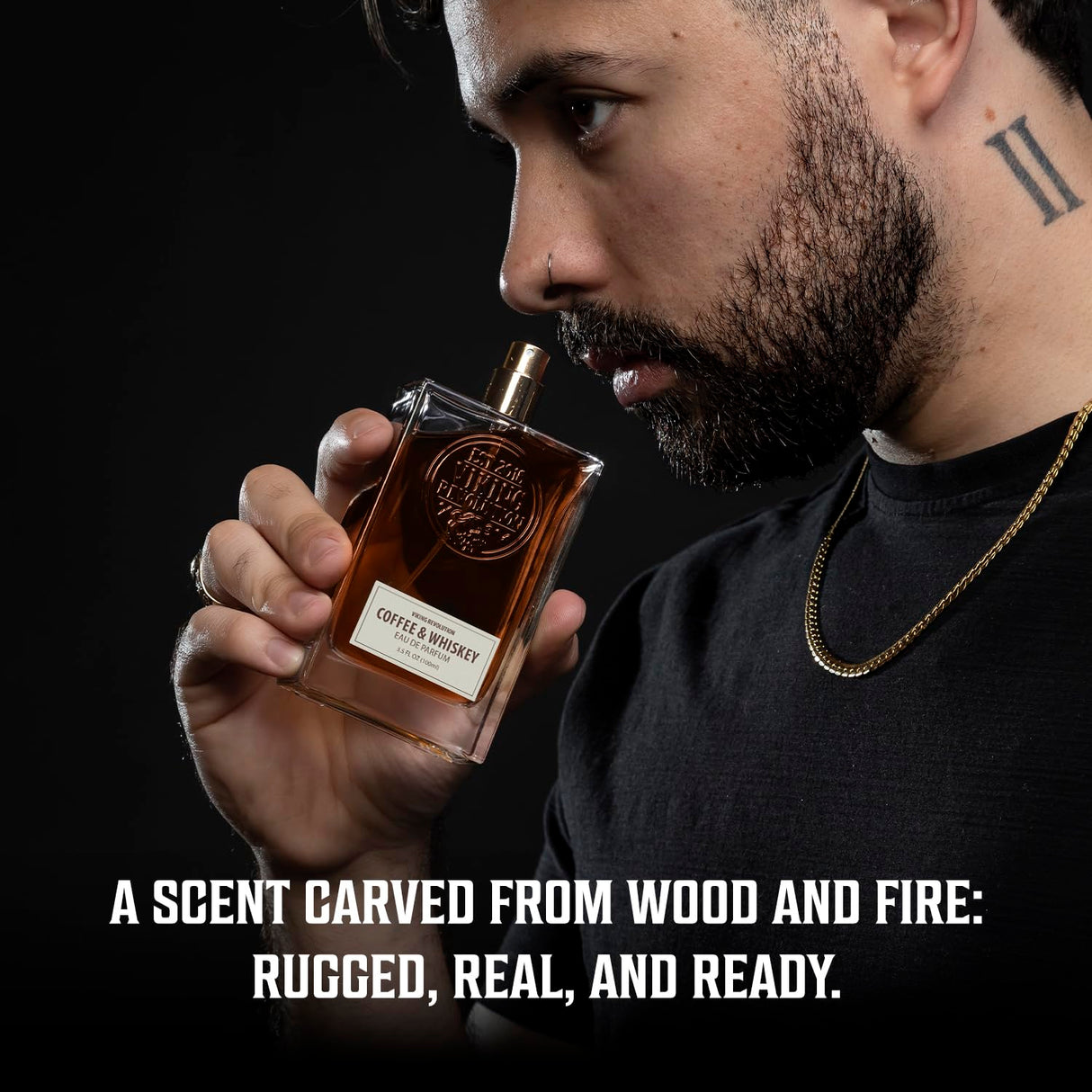 Viking Revolution Coffee and Whiskey Cologne for Men - Eau de Parfum - Earthy Perfume with Notes of Roasted Coffee, Aged Whiskey, Sandalwood, Cedar, Patchouli, Vanilla - Gifts for Men 3.5 Fl Oz
