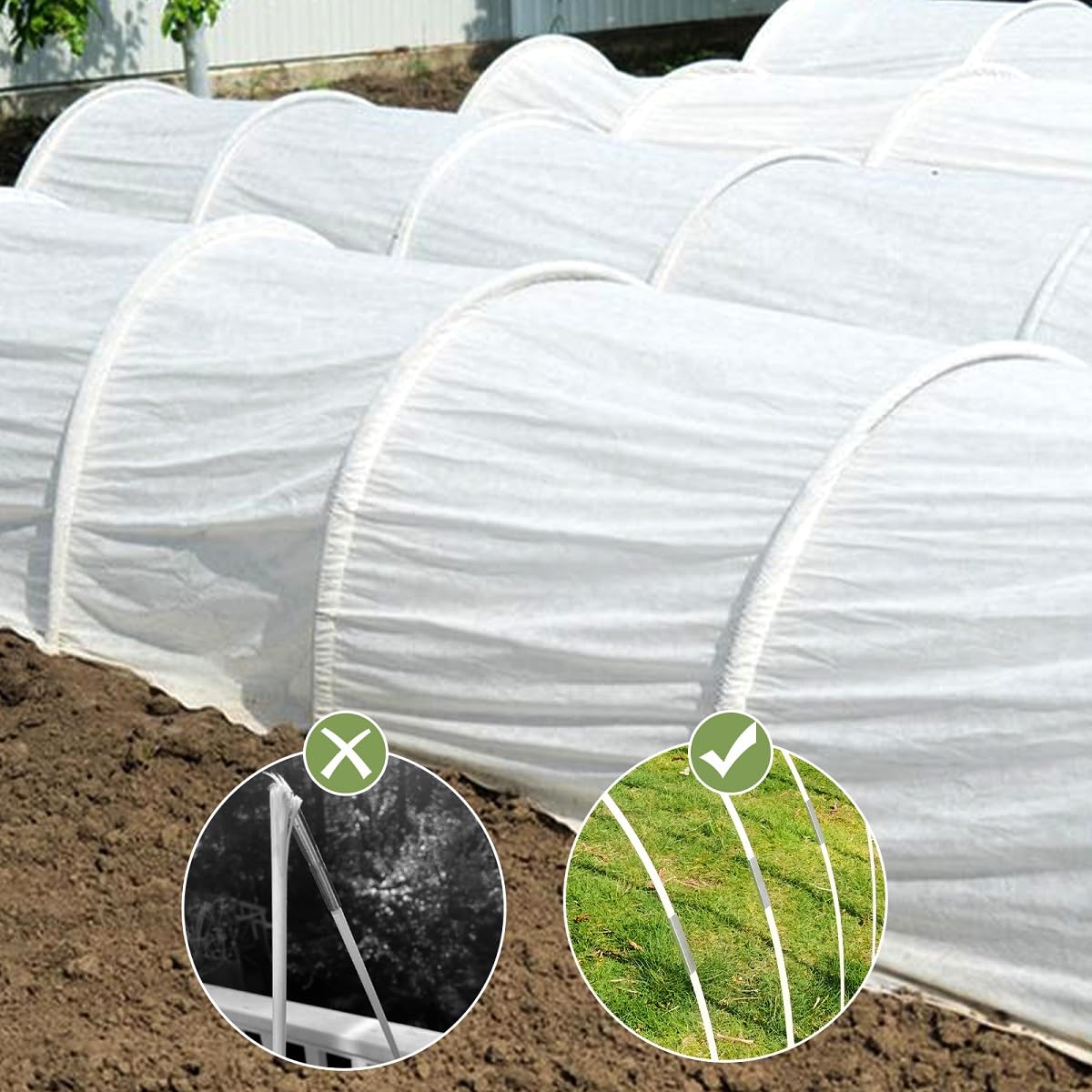 Sunwuk Greenhouse Hoops 20pcs, Garden Hoops for 1-3.5ft Wide Raised Bed, 5 Sets of 5.6ft Long Super Bendable Fiberglass Support Frame, Small Garden Tunnel for Row Cover (S Size)
