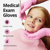 SwiftGrip Pink Disposable Gloves, Medical exam Gloves Disposable Latex Free, Gloves for Cleaning & Esthetician, Pink Rubber Gloves, Pink Cleaning Gloves, Powder-Free, 1000-ct Case (Small)