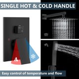 Aolemi Shower Faucet Set Rain Shower System with Handheld Spray Bathroom Shower Combo Rough-in Valve and Shower Trim Kit Included Matte Black 8 Inch Wall Mount Shower Head