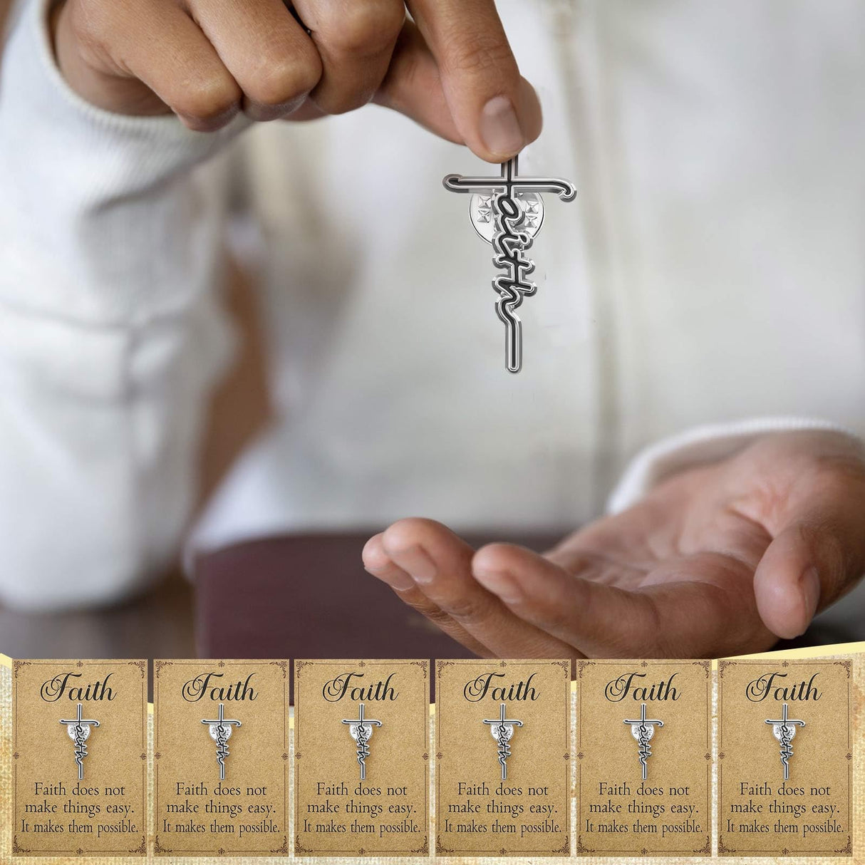 Landical 50 Pcs Christian Cross Lapel Pins Hard Enamel Faith Brooch Gifts