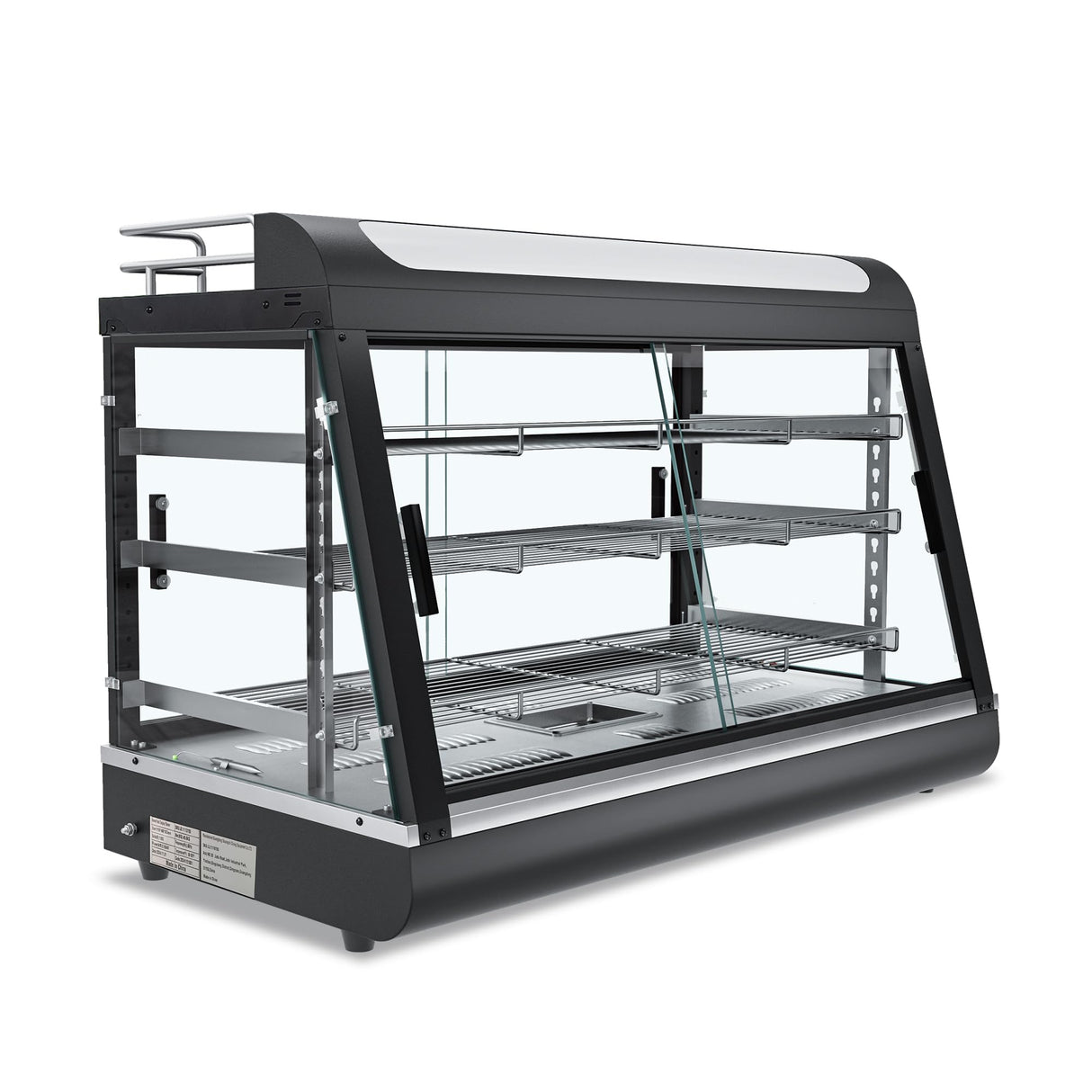 35inch 3-Tier Commercial Food Warmer with Top Rack for Milk Juice, Countertop Heat Holding Cabinet Display Case for Pizza/Pretzel, Three Color Lighting, w/Thermometer for Cafeteria Kitchen Restaurant
