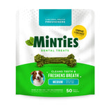 Minties Mint Dental Chews for Dogs, Medium Breeds 25-50 lbs, 50 Count