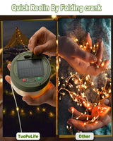 Solar Camping String Lights, 32.8FT Fairy String Lights 130LEDs, 4 In 1 Portable Waterproof Camp Lamp with 8 Mode, Hanging Rechargeable Tent Lantern for Awning Garden Yard Party Christmas Decorations