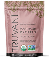 Truvani Vegan Pea Protein Powder | Vanilla Chai | 20g Organic Plant Based Protein | 20 Servings | Keto | Gluten & Dairy Free | Low Carb | No Added Sugar