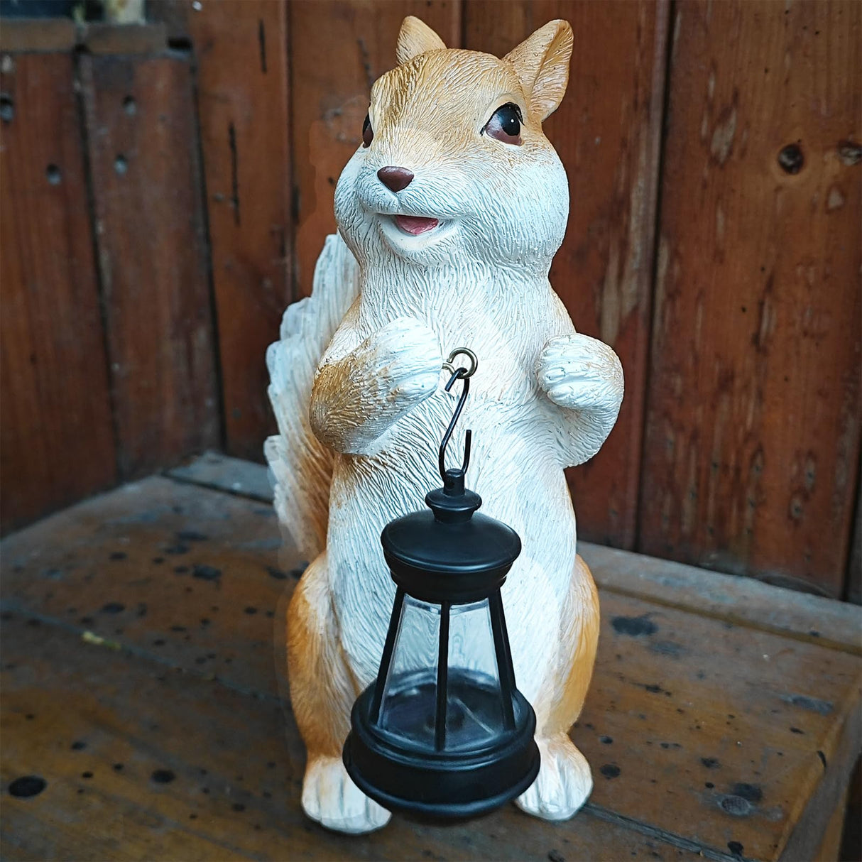 HDOOMN Solar Garden Statues Squirrel Decor - Resin Outdoor/Indoor Squirrel Sculpture Garden Lights Statue Decoration for Patio Home Yard Lawn, Unique Garden Figurine Lights Gift for Mom Grandma