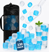 330 Pack Reusable Ice Cubes with Scoop, BPA-Free Refreezable Plastic, Slow-Melting, Fast Freeze 2H, for Whiskey Coffee Juice, Ice Bath, Coolers, Party Camping