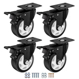 ASHGOOB 4" Heavy Duty Plate Casters, 1200 Lbs Dual Brake - Set of 4