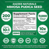 Zazzee Mimosa Pudica Seed 10:1 Extract, 200 Vegan Capsules, 1100 mg, 3+ Month Supply, Potent 10:1 Extract, Non-GMO and All-Natural