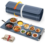 FYY Extra Large Warming Mat for Food - Rapid and Full Surface Heating, 6 Temp Settings, 6H Timer, Rollable Portable Food Warming Mat for Gatherings, Parties, Keep Meal Warm (XX Large Size, Navy)