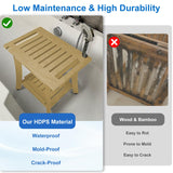 KingPavonini HDPS Shower Benches for Inside Shower to Sit on, Waterproof Shower Stool for Shaving Legs, Heavy Duty 400LBS Shower Seat with Storage Shelf, Shower Chair for Bathroom/Indoor/Outdoor Use