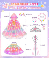 Princess Dress Up for Girls, Unicorn Light up Princess Cape Princess Dress