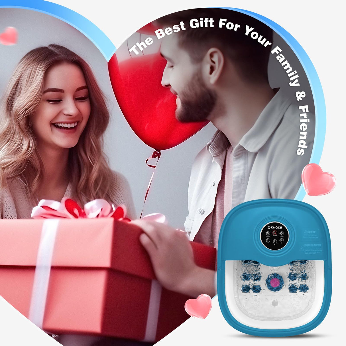 Collapsible Foot Spa Bath with Heat, Remote Control, Temperature Control, Bubbles, Red Light, Pumice Stone, 16 Massage Roller Pedicure Foot Spa Tub Foot Soaker for Soothe & Relax Tired Feet