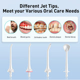 COSLUS Water Dental Flosser Pick for Teeth: 4 Modes Cordless Portable 300ML Larger Tank Water Teeth Cleaner IPX7 Waterproof Flossing Cleaning Picks for Home Travel White C30(FC5360)