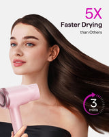 Hair Dryer, Wavytalk Turblow Pro Fast Drying Blow Dryer with Diffuser, High Speed Hair Dryer with 110,000 RPM, Pro Negative Ions for Reduces Damage, Frizz Smoothing, 3 Speeds & 3 Temps, Pink