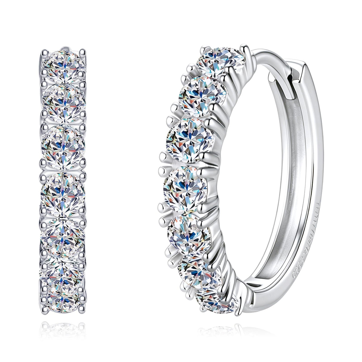 1.15CT Moissanite Hoop Earrings for Women, 925 Sterling Silve Huggie Hoops
