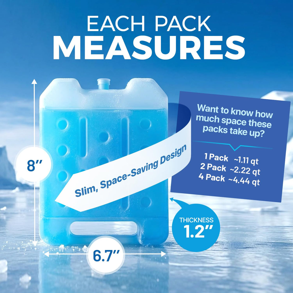 RIDGECOOL 2 Pack Reusable Large Ice Packs for Coolers, Heavy Duty Leak-Resistant Cooling Packs for Camping, Beach Trips, Travel, Fishing, and Outdoor Use, 6.7"x 8"BPA-Free Non-Toxic Freezer Packs