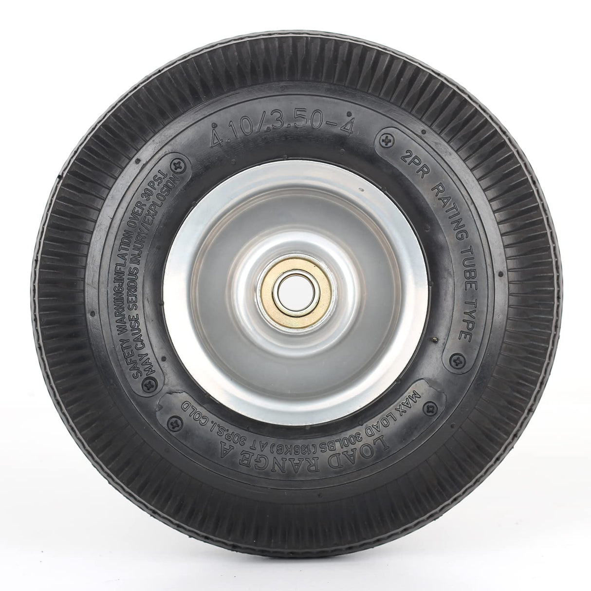 GICOOL 10" Tire and Wheel, 2 Pack, 4.10/3.50-4 Pneumatic Tire, with 2.25" Offset Hub, 5/8" Axle Bore Hole, Sealed Bearings for Hand Truck Trolley Dolly Garden Wagon Wheel Replacement