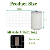 Toolazy Trellis Netting 5 x 750 ft - Heavy Duty Nylon Garden Netting with 6 Inch Mesh, Soft Plant Support Net for Tomatoes, Cucumbers, Peas, Vine Climbing Vegetables, Indoor Outdoor Greenhouse