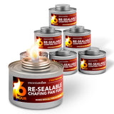 6-Hour Food Warmers for Parties (6 Pack), Chafing Fuel Cans with Wick and Safety Twist Cap, Catering Food Warmers for Buffets, Parties, Weddings, Long Lasting Burners for Food Warmer, Food Heater