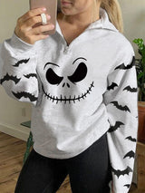 tiqwova Womens Halloween Pumpkin Face Sweatshirt Loose Casual Christmas Shirt for Women (N01-L)