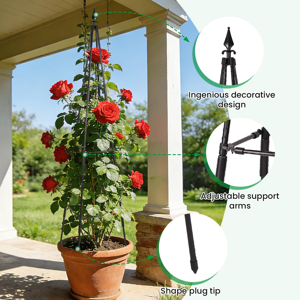 FOLLOOK Cucumber Trellis for Climbing Plants Outdoor, 67", Black, 1 Pack