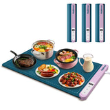 3-Pack Silicone Food Warming Mat & Food Warmers for Parties Buffet - Rapid Heating 6-Level Temp Control, Rollable Portable Easy Clean - Value Set for Gatherings & Home Daily Use（Blue）