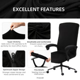 Water Resistant Stretch Computer Office Chair Cover with Armrest Covers Durable Zipper Universal Washable Removable Spandex Rotating Boss Chair Slipcovers Anti-dust Soft Desk Chair Seat Protector
