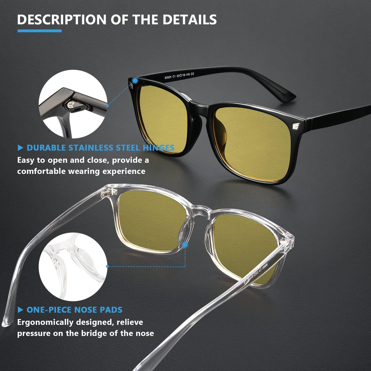 livho High Tech Blue Light Glasses - Advanced 99% Blue Light Blocking Computer Glasses - Anti Eyestrain & UV Glare Protection