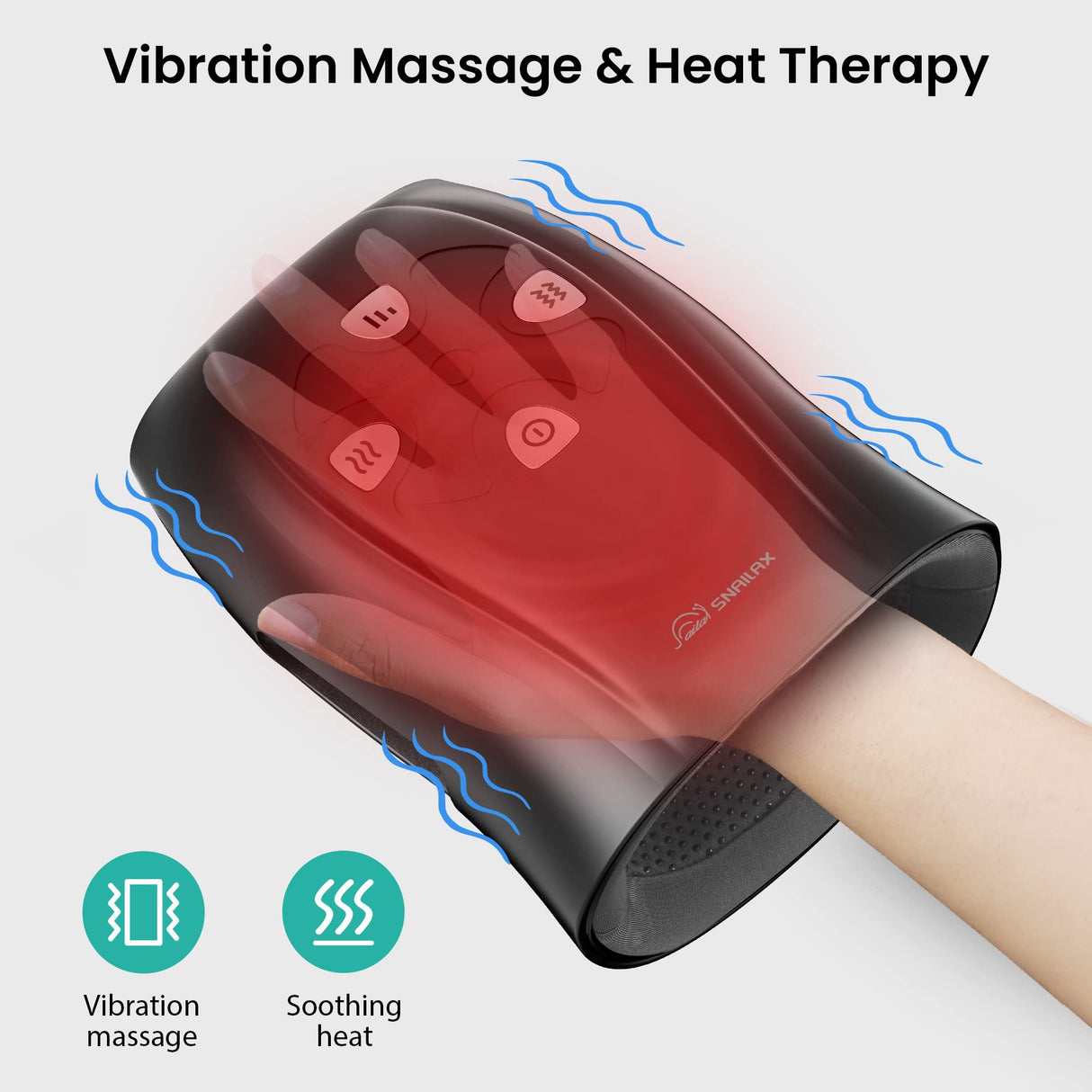 Snailax Hand Massager with Heat and Compression, FSA HSA Eligible, Vibration, Cordless Hand Massager for Arthristis, Carpal Tunnel, Gifts for Women, Men, Mom(Black)