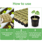 Reeooue 72 Sets Rockwool Cubes and Net Pots, 1.2 * 1.2 * 1.5 inch Rock Wool 72 Plugs & 72-Pack 2inch Net Cups for Hydroponics Growing Systemm, Garden Tower Supplies