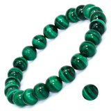 DAZCOLO 8mm Natural Crystal Stretch Bracelet (Malachite)