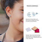 YZSFMZGE Moon and Star Earrings 925 Sterling Silver Opal Stud Earrings for Women - Hypoallergenic Sun and Crescent Moon Jewelry Gift for Sensitive Ears