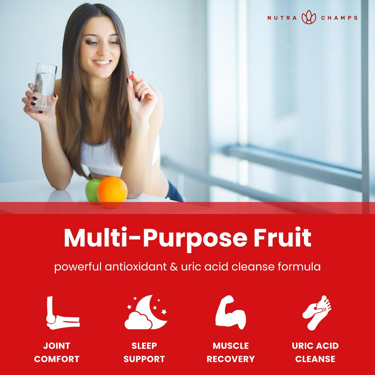 NutraChamps Tart Cherry Gummies - 3000mg Tart Cherry Extract with Celery Seed - Uric Acid Cleanse Supplement - Antioxidant, Joint Comfort, Flexibility, Immune Health, Sleep - 60 Vegan Gummies