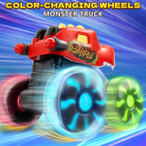 Intoypad 3 Pack Dinosaur Car Toys for Kids Toddlers, Light up Wheels Monster Truck Toys for Boys 2 3 4 5 6 7 8 Years Old Christmas Birthady Gifts Press & Go Dino Trucks Toy for Toddler Boy Baby