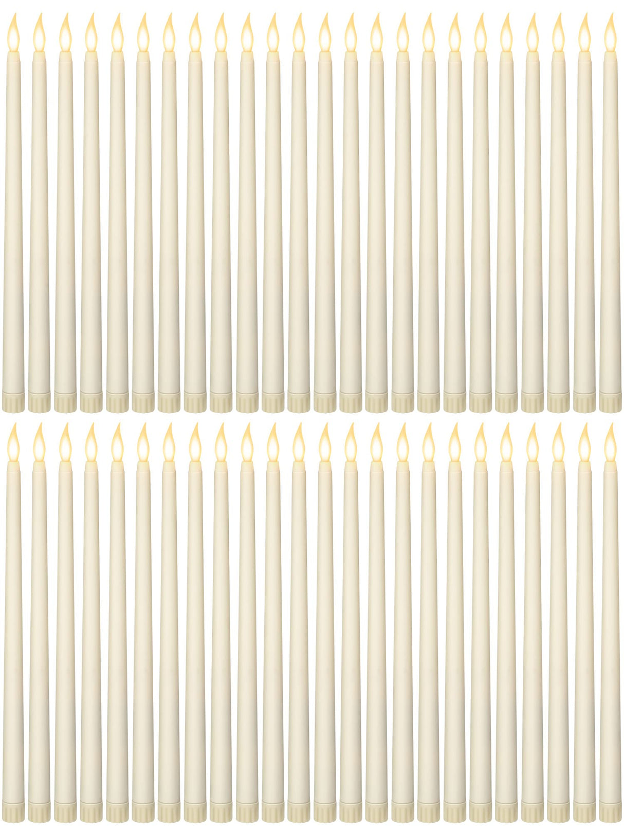 Funtery 48 Pcs Flameless LED Taper Candles 11 Inch Battery Operated Candles Bulk LED Candlesticks Fake Candle Flickering Flames for Christmas Church Wedding Party (Ivory, Classic)