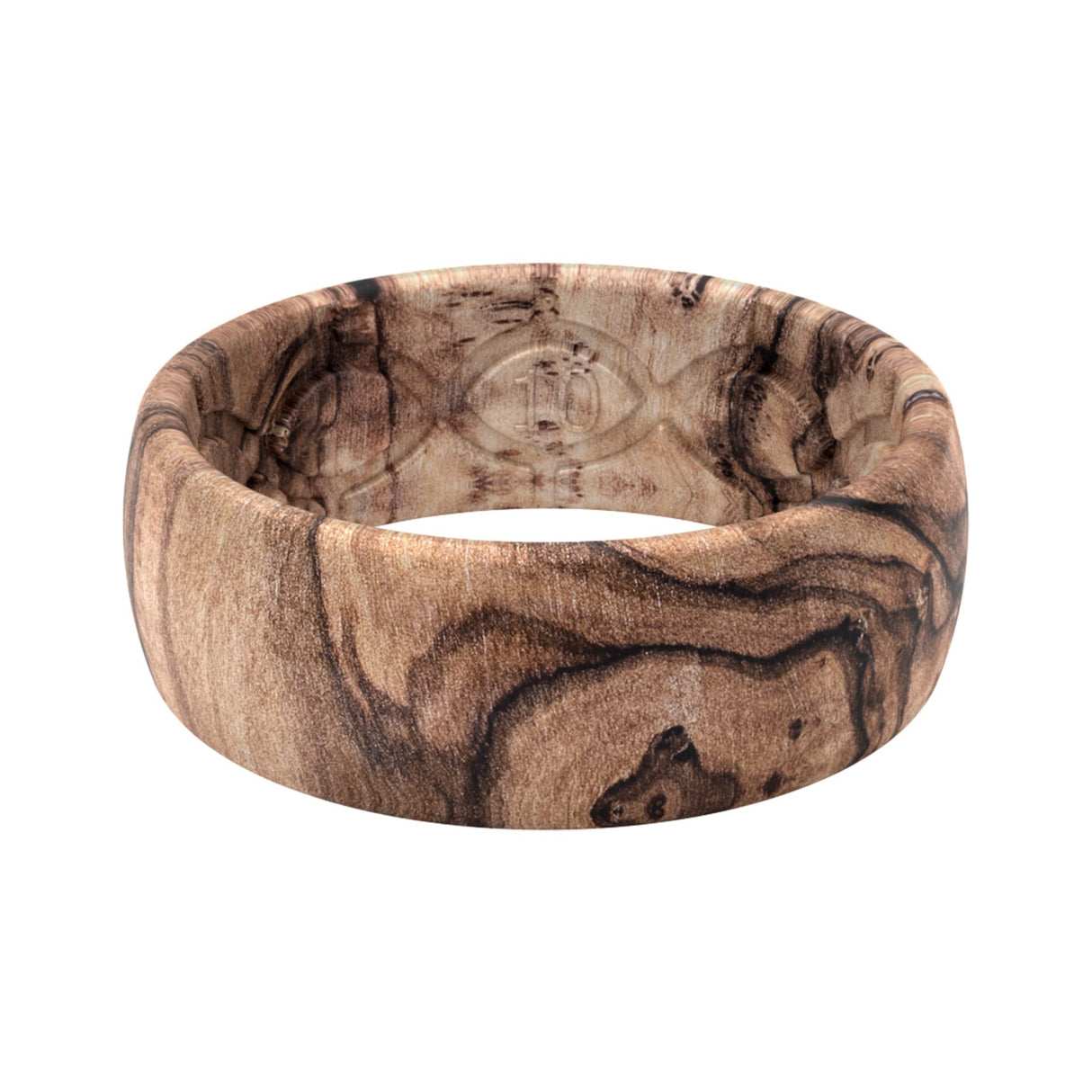 Groove Life Men's Silicone Ring, Breathable Wedding Band, Burled Walnut 10