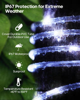 Solar Rope Lights, 66FT 200LED 1800mAh Outdoor IP67 String Lights (White)