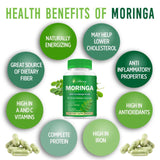 etheray Moringa Capsules, Pure Moringa Powder 800mg per Serving - Rich in Antioxidants Multi Minerals & Vitamins | Green Superfood - Supports Energy, Skin Health, Gut Health - 60 Capsules