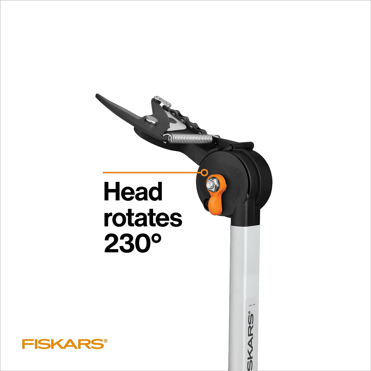 Fiskars 2-in-1 Extendable Tree Pruner and Pole Saw (Extends 7.9 - 12 feet) with Rotating Head, Pruning Stik Model with 15-Inch Double-Grind Saw Blade, and Double Locking System