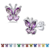 Bestyle Butterfly Earrings for Women Sterling Silver June Birthstone Alexandrite Butterflies Stud Earring Funny Cute Cubic Zirconia Earring Jewelry Mom Wife Grandma Daughter Birthday Gifts