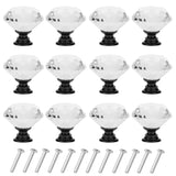 YourGift 12 Pack Drawer Knobs Diamond Shaped Crystal Glass 40mm Cabinet Knobs Pull Handles (40 mm, 12 Pack, Black)
