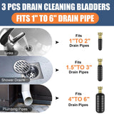 Fosenlion 3 Pcs Drain Bladder Kit, Drain Cleaning Bladder Fits 1" to 6" Pipes, Rubber Drain Bladder Unclogger for Bathroom Sinks, Showers, Swimming Pool Drains, Kitchen Sinks and Main Drains