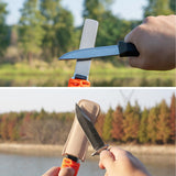SHARPAL 181N Dual-Grit Diamond Sharpening Stone File Garden Tool Knife Sharpener with Leather Strop Coarse 325 / Extra Fine 1200 Grit for Lawn Mower Blade, Axe, Hatchet, Hedge Shears, Chisels, Drills