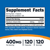 Nutricost Vitamin B2 (Riboflavin) 400mg, 120 Capsules (3 Bottles)