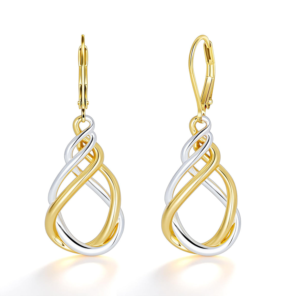 Two Tone Twisted Drop Earrings for Women Gold and Silver Dangle Earrings